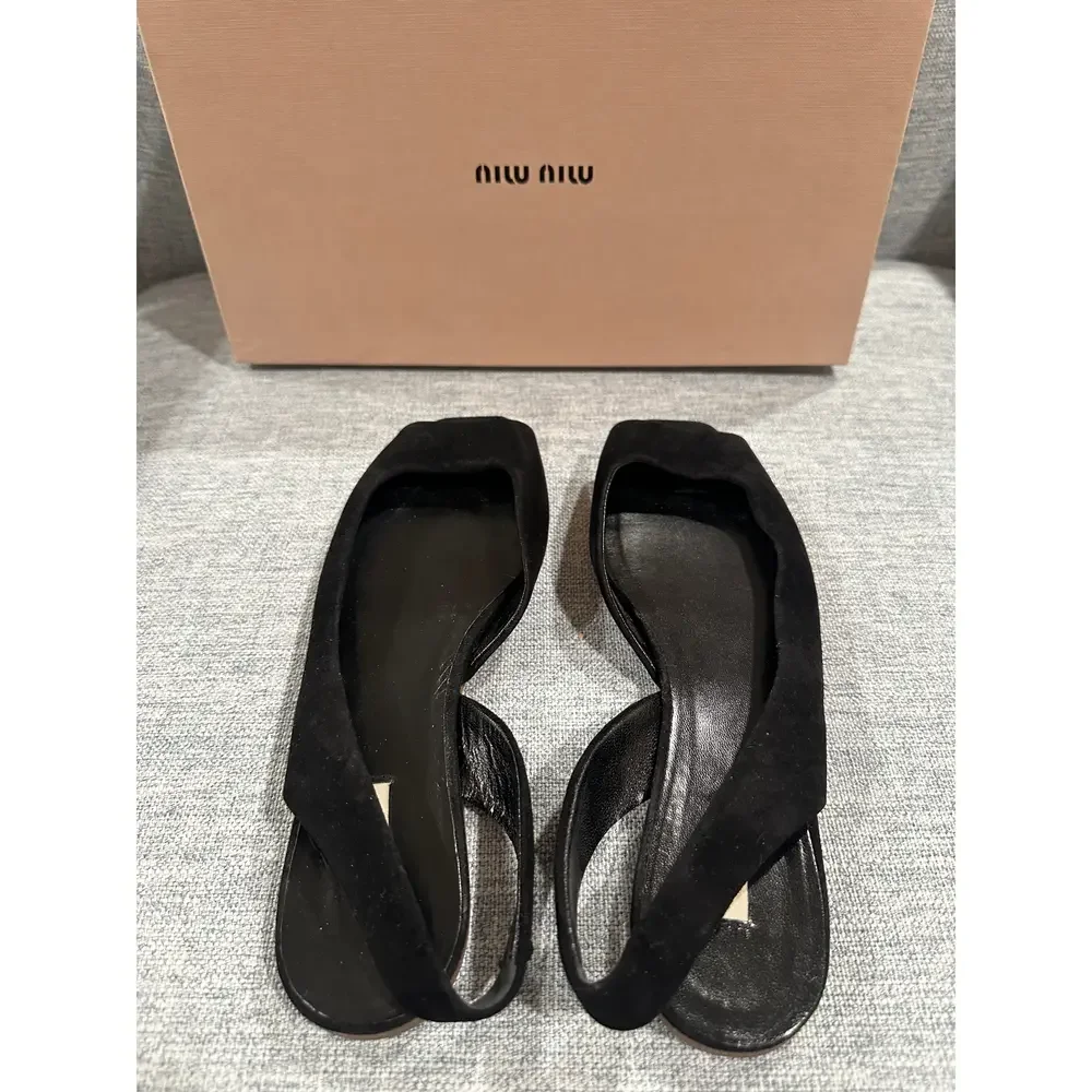 Miu Miu Sling Back Flats in Black
